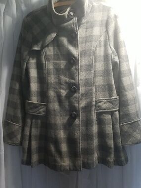 Steve Madden Gray Checkered Pea Coat